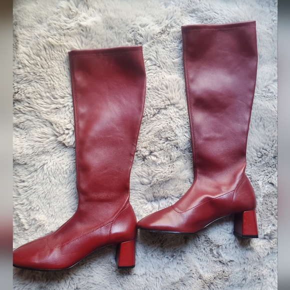 ME+EM Red Knee High Stretch Leather Boot 39 - Picture 11 of 16